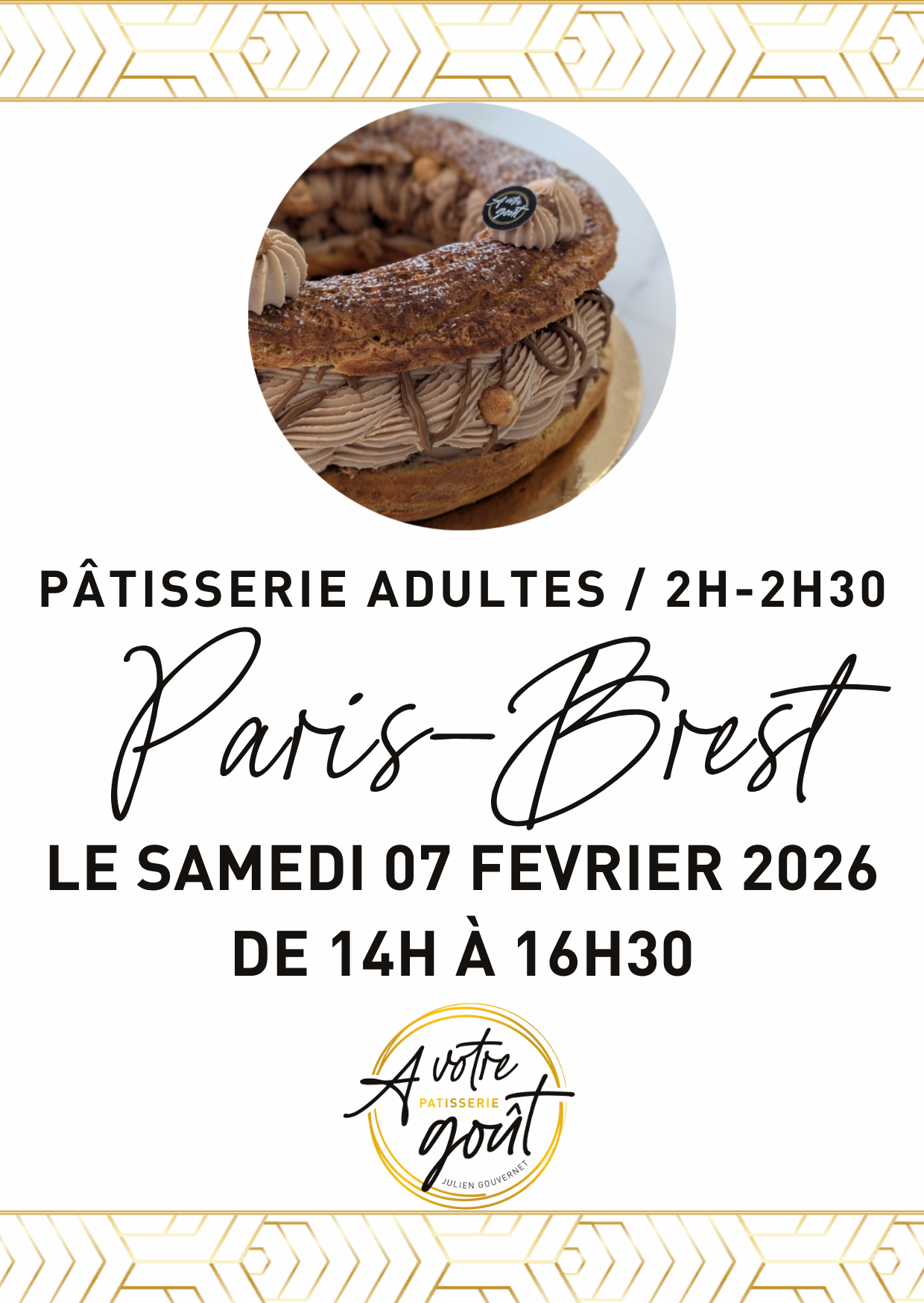 PÂTISSERIE ADULTES - 2H/2H30 - Samedi 07 février 2026