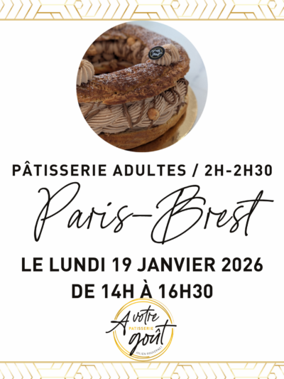 PÂTISSERIE ADULTES - 2H/2H30 - Lundi 19 janvier 2026